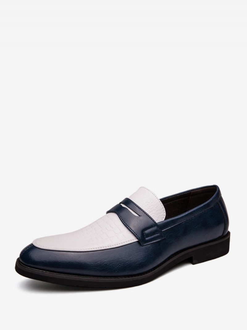 Blaue Penny-loafer Für Herren Mit Runder Zehenpartie Slip-on-schuhe Den Bräutigam