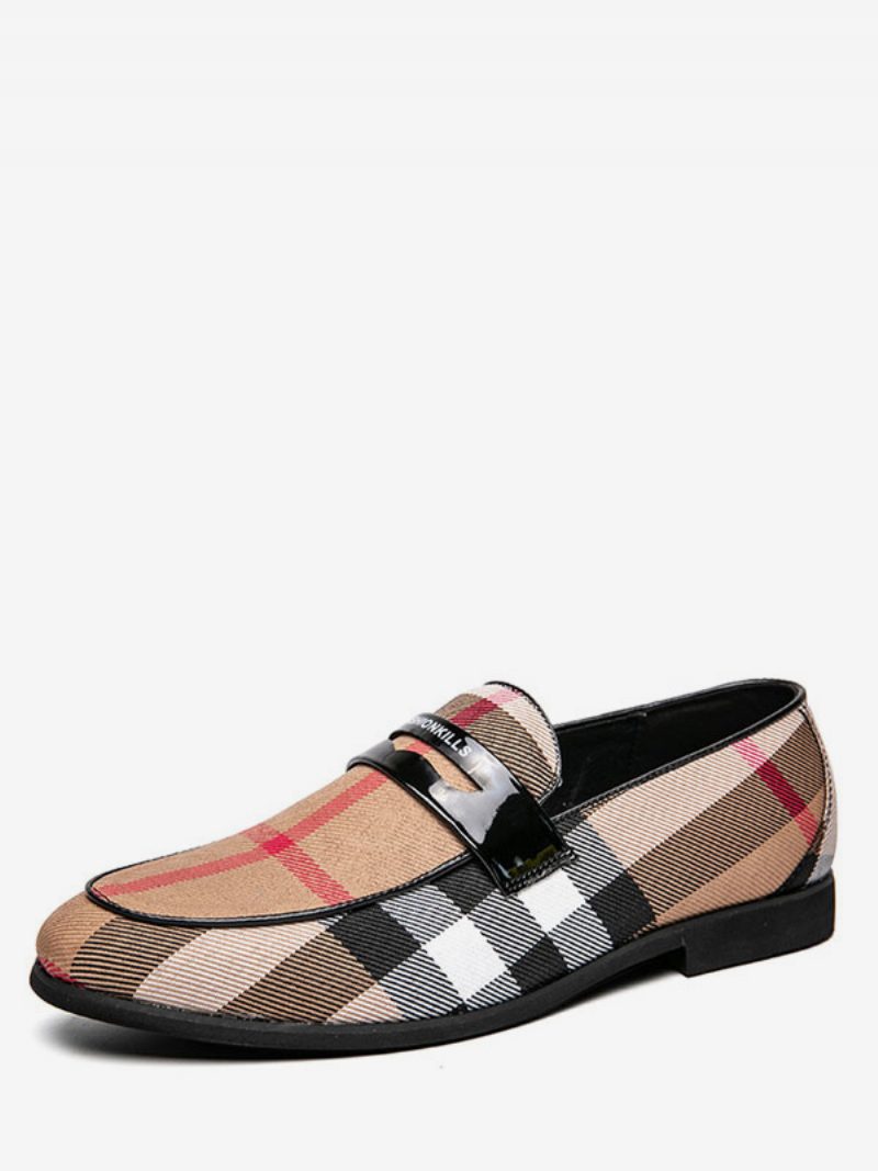 Herren Loafer Prom Party Hochzeit Schuhe Beliebte Pu Leder Monk Strap Plaid Slip-on