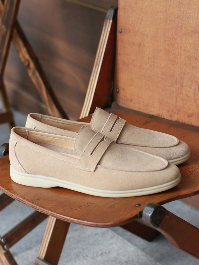 Herren-loafer-schuhe Aus Micro-wildleder Mit Obermaterial Zum Hineinschlüpfen - Helles Hellgelb