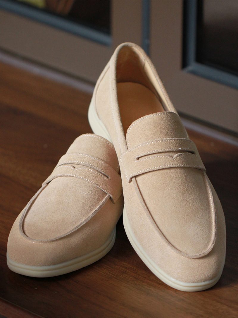 Herren-loafer-schuhe Aus Micro-wildleder Mit Obermaterial Zum Hineinschlüpfen - Helles Hellgelb