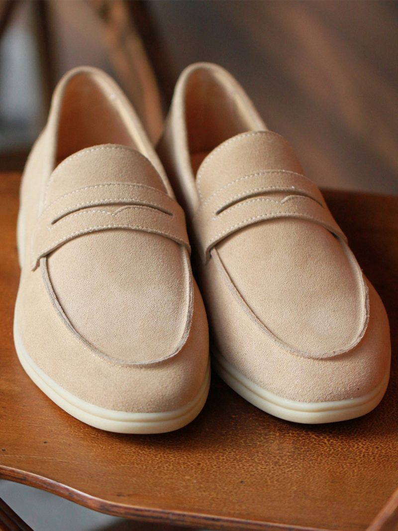 Herren-loafer-schuhe Aus Micro-wildleder Mit Obermaterial Zum Hineinschlüpfen - Helles Hellgelb