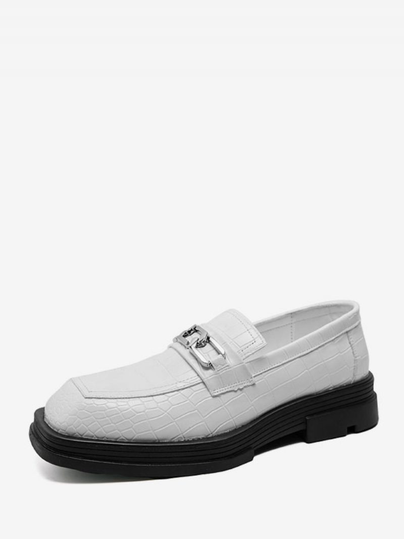 Herren-loafer-schuhe Aus Pu-leder Mit Metalldetails Zum Hineinschlüpfen - Weiß