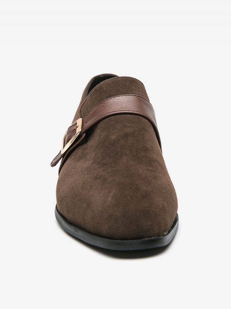 Herren-loafer-schuhe Aus Pu-leder Mit Monk-riemen-slipper - Kaffeebraun