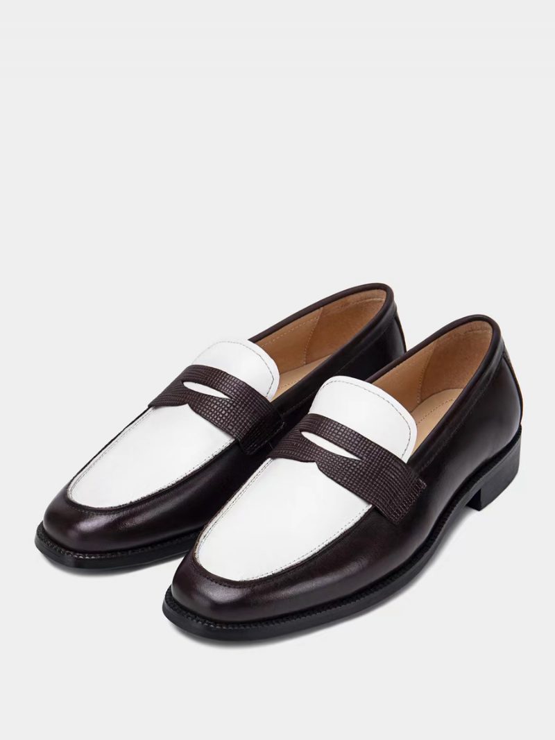 Herren-loafer-schuhe Aus Pu-leder Zum Hineinschlüpfen Für Den Abschlussball Und Die Hochzeit - Tiefbraun