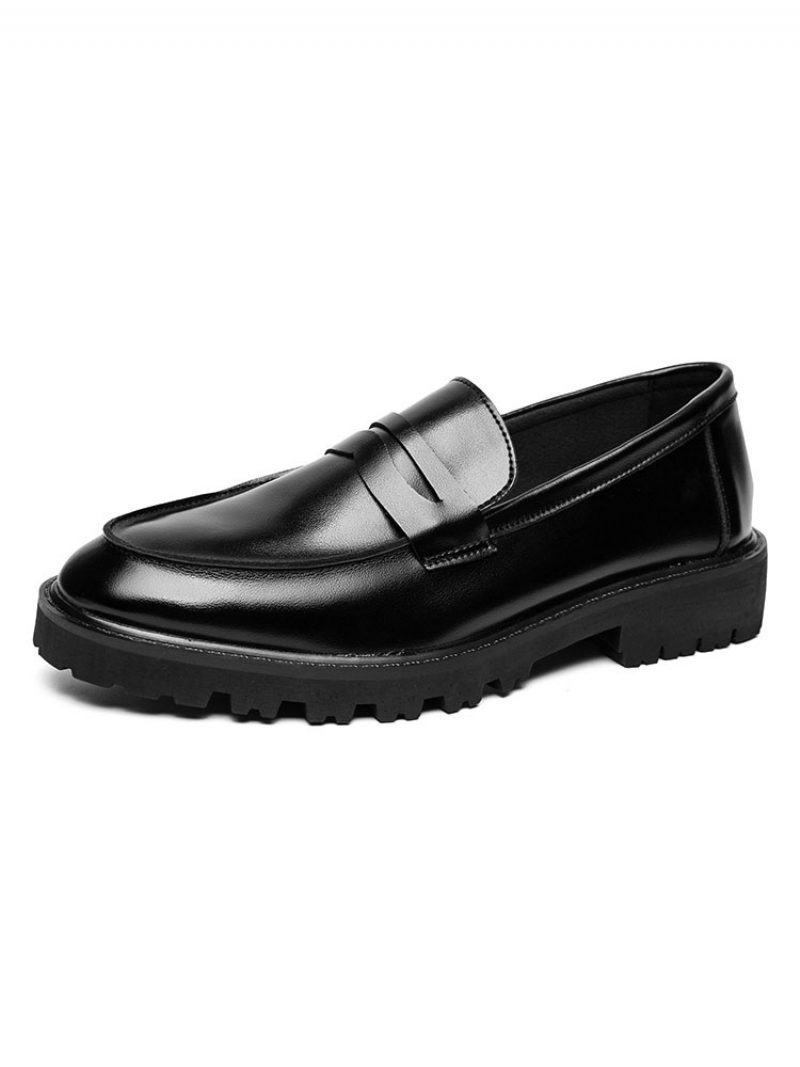 Herren-loafer-schuhe Gemütliche Slip-on-schuhe Aus Pu-leder Mit Monk-riemen - Schwarz