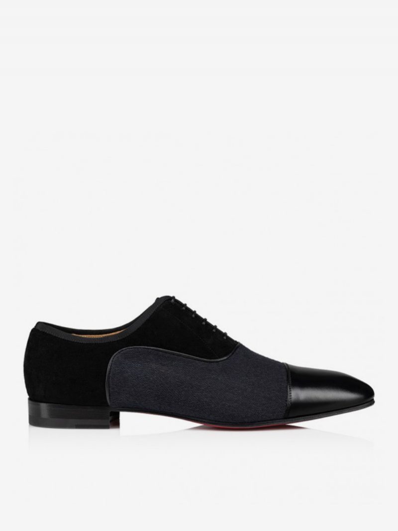 Herren-loafer-schuhe Mit Runder Spitze Pu-leder Oxford-schuhe Für Hochzeit Und Abschlussball - Schwarz