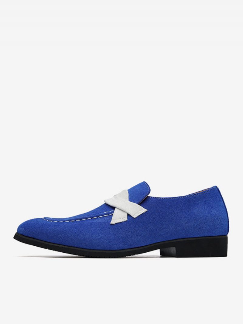 Herren-loafer-schuhe Slip-on-mönchsriemen Farbblock Runde Zehenpartie Pu-leder Abschlussball-party-schuhe - Blau