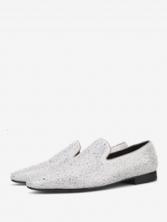 Herren-loafer-schuhe Wildleder Kaltweiß Kristall-strasssteine Slip-on-schuhe Für Abschlussball Party Hochzeit