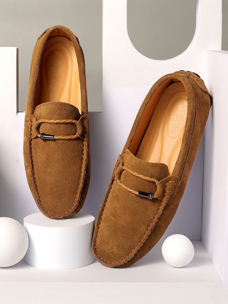 Herren-loafer-schuhe Zum Hineinschlüpfen Mit Metalldetails Und Runder Zehenpartie - Gelb