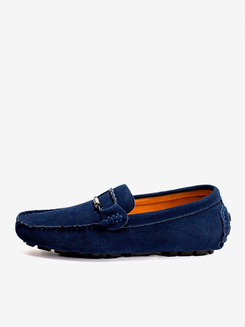 Herren-loafer-schuhe Zum Hineinschlüpfen Mit Metalldetails Und Runder Zehenpartie - Tiefblau