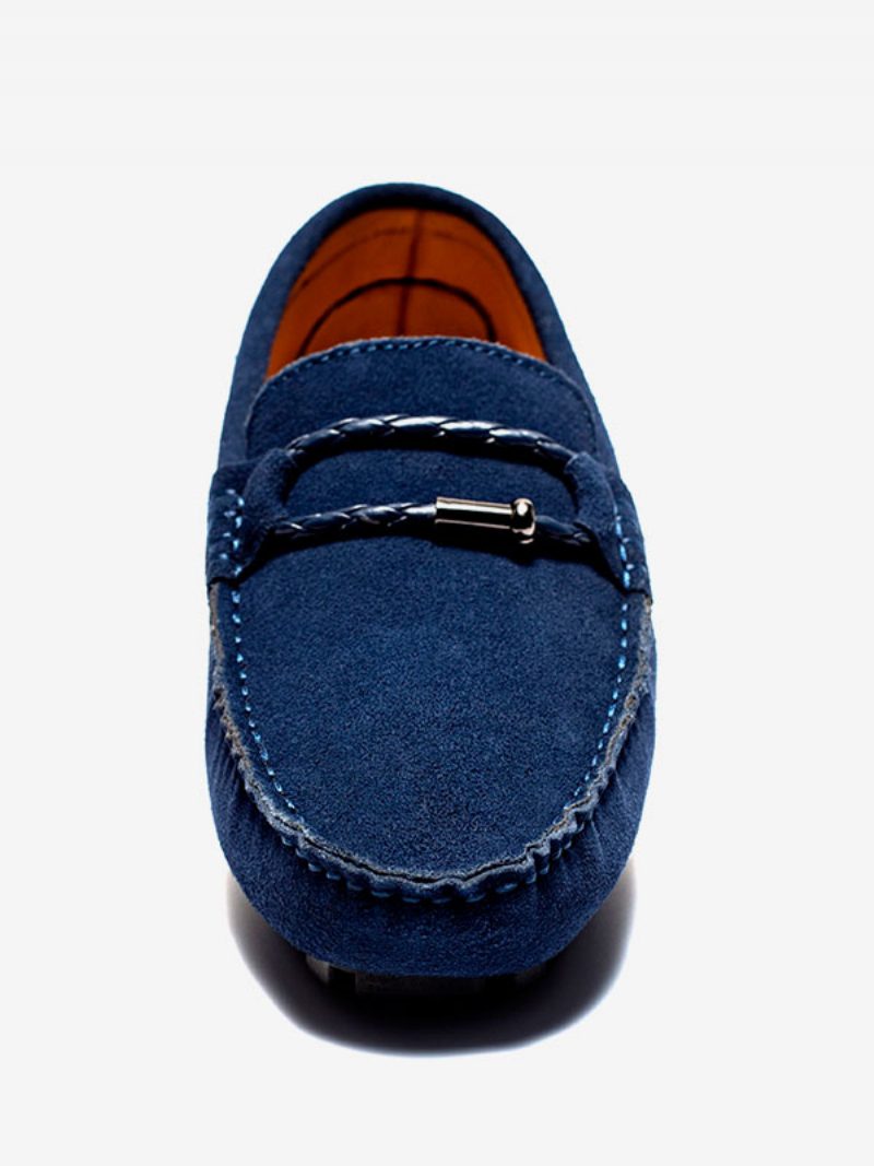 Herren-loafer-schuhe Zum Hineinschlüpfen Mit Metalldetails Und Runder Zehenpartie - Tiefblau