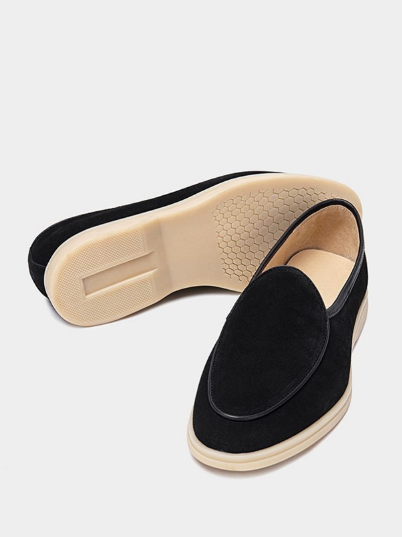 Herren-loafer-slip-on-schuhe Aus Rindsleder Mit Runder Zehenpartie - Schwarz