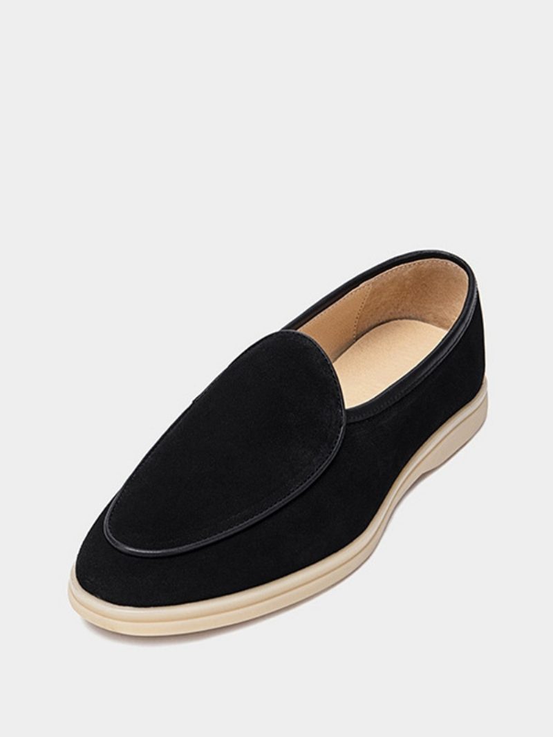 Herren-loafer-slip-on-schuhe Aus Rindsleder Mit Runder Zehenpartie - Schwarz