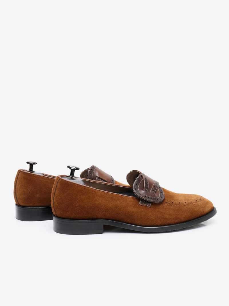 Herren-slip-on-loafer Aus Rindsleder Und Wildleder Für Den Abschlussball Die Hochzeit - Kaffeebraun