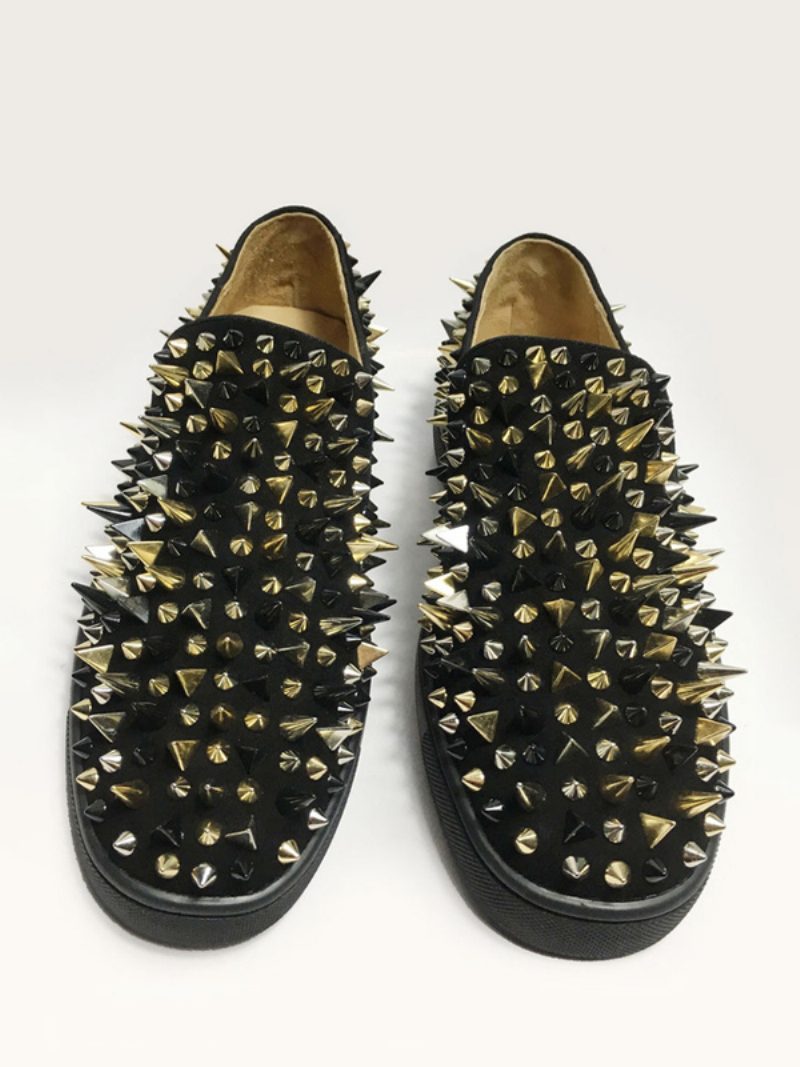 Herren-slipper Aus Schwarzem Wildleder Mit Spikes