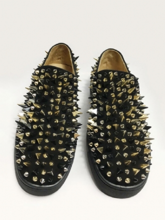 Herren-slipper Aus Schwarzem Wildleder Mit Spikes