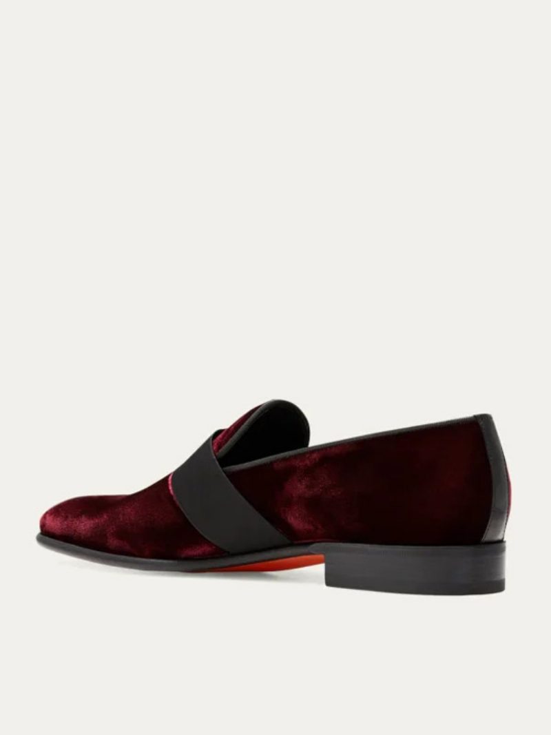 Herren-slipper Aus Wildleder Mit Runder Zehenpartie Und Ripsband Über Vamp Abschlussball Party Hochzeit - Burgund