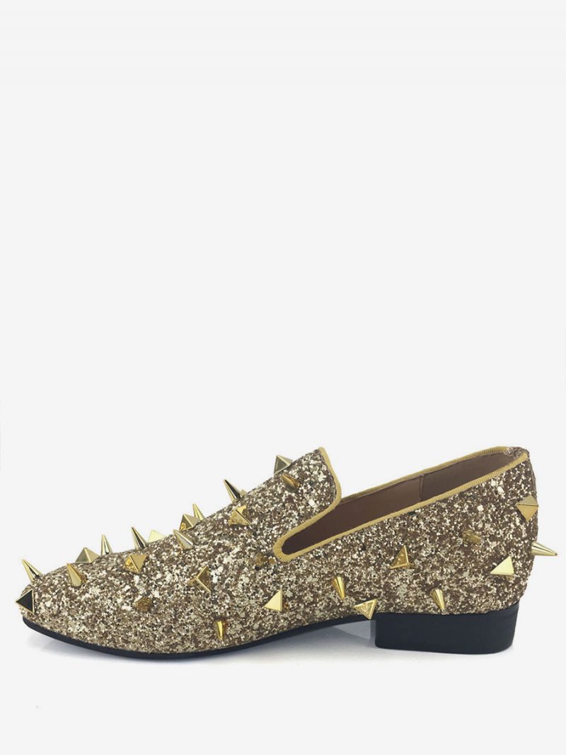 Herren-slipper Mit Goldfarbenen Glitzer-spikes Zum Hineinschlüpfen Für Ballkleid Abschlussball Party Hochzeit