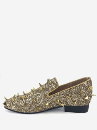 Herren-slipper Mit Goldfarbenen Glitzer-spikes Zum Hineinschlüpfen Für Ballkleid Abschlussball Party Hochzeit