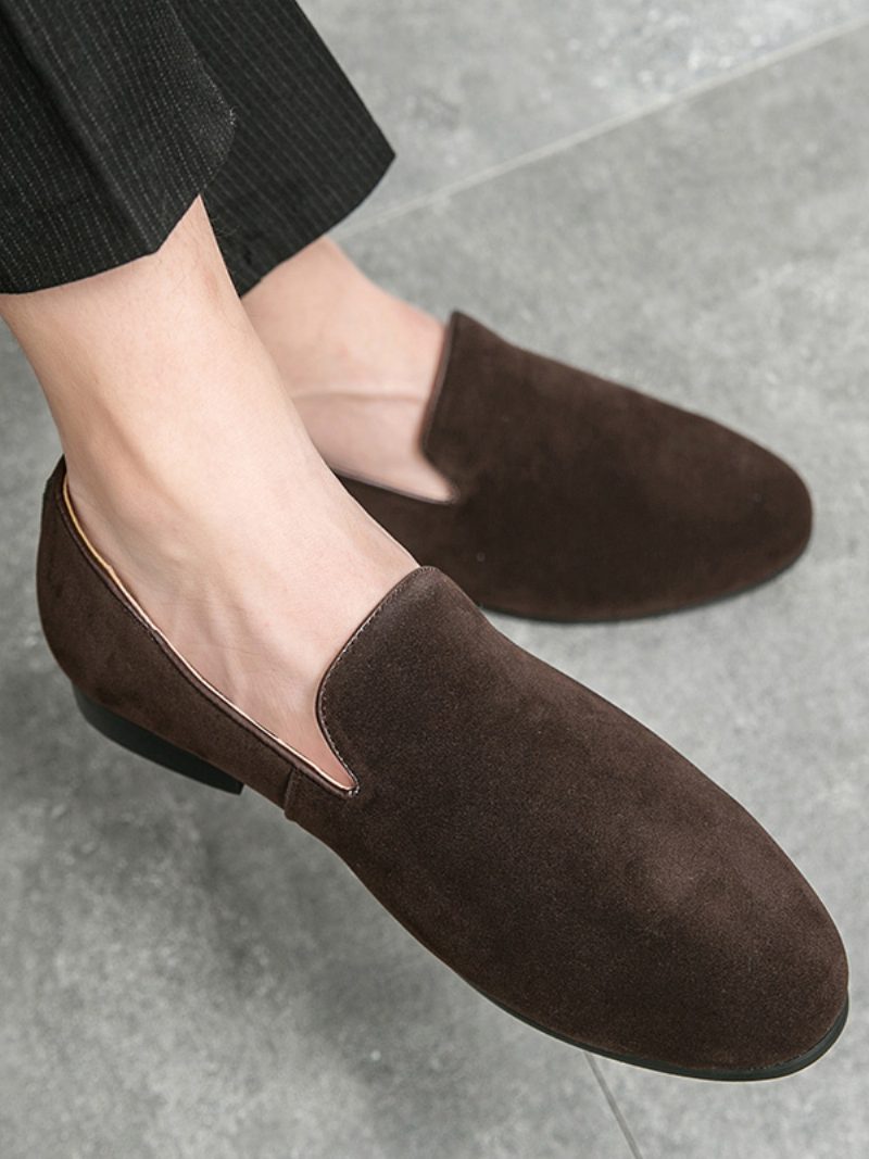 Herren-slipper-schuhe Aus Pu-leder Für Den Abschlussball - Kaffeebraun