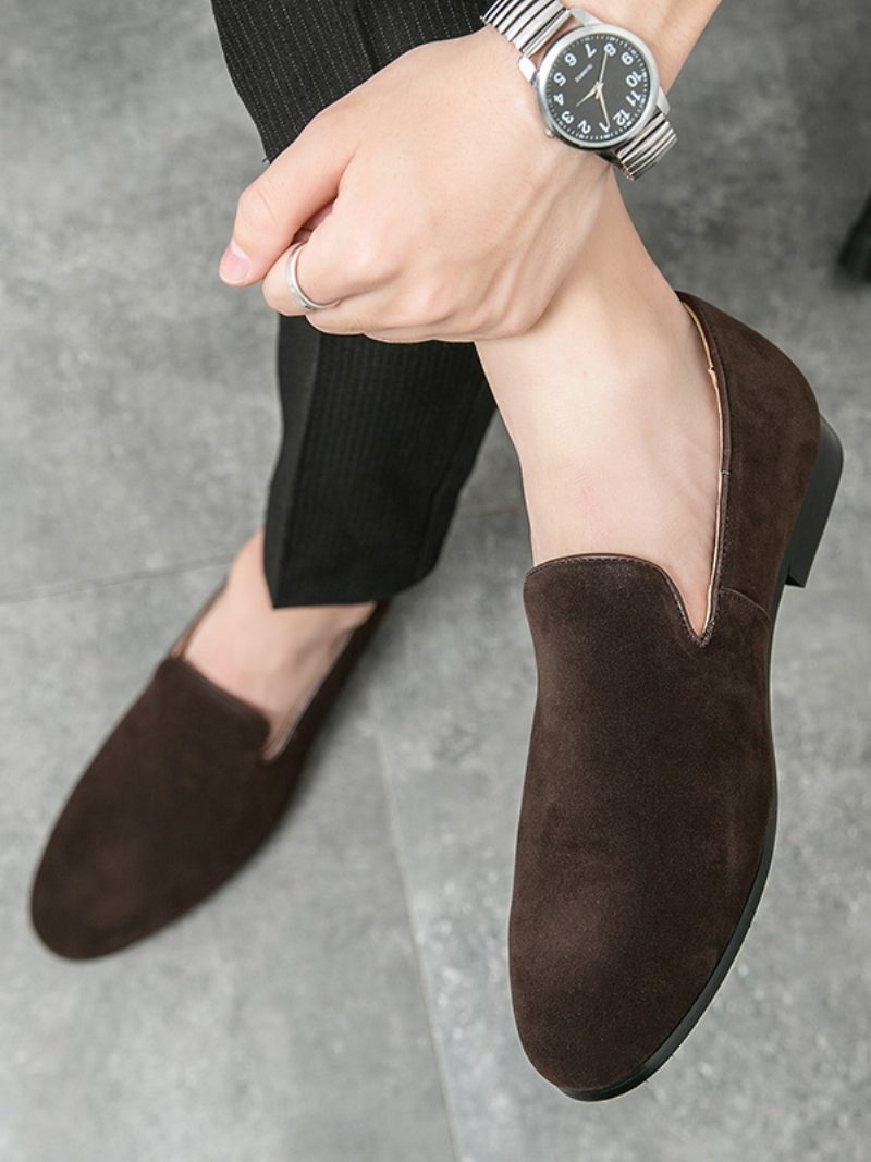 Herren-slipper-schuhe Aus Pu-leder Für Den Abschlussball - Kaffeebraun