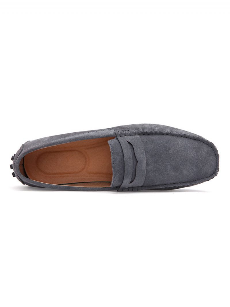 Herren-slipper-schuhe Mit Monk-riemen Und Runder Zehenpartie Aus Wildleder - Grau