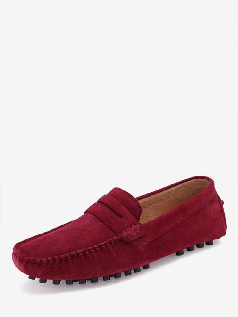 Herren-slipper-schuhe Mit Monk-riemen Und Runder Zehenpartie Aus Wildleder - Burgund