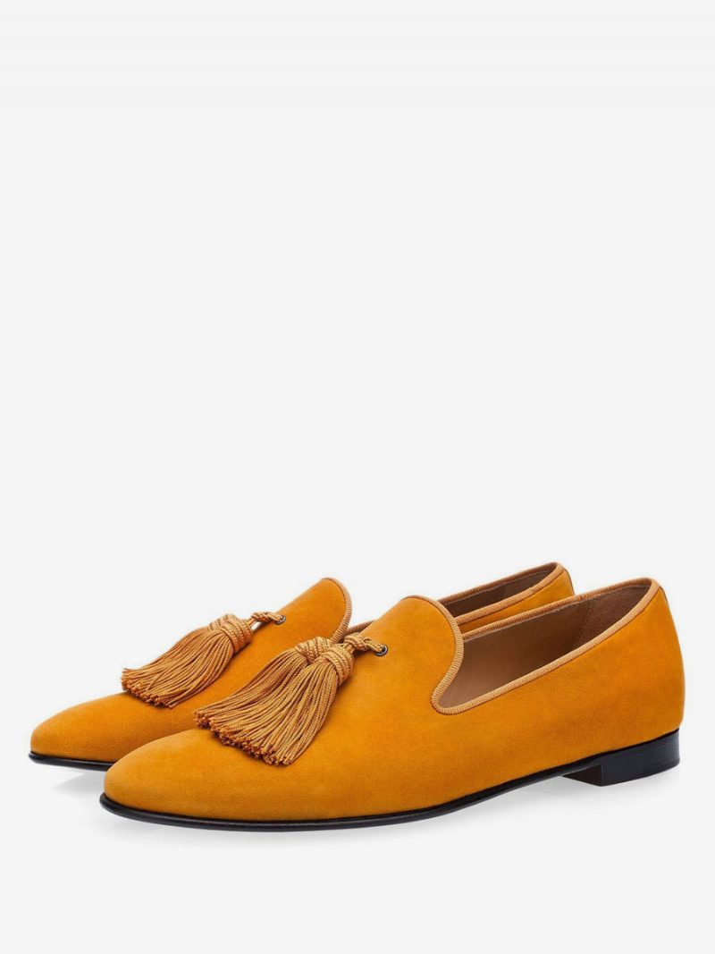 Herrenschuhe Senffarbene Slip-on-quasten-loafer Slipper-loafers-schuhen Für Abschlussball Party Hochzeit