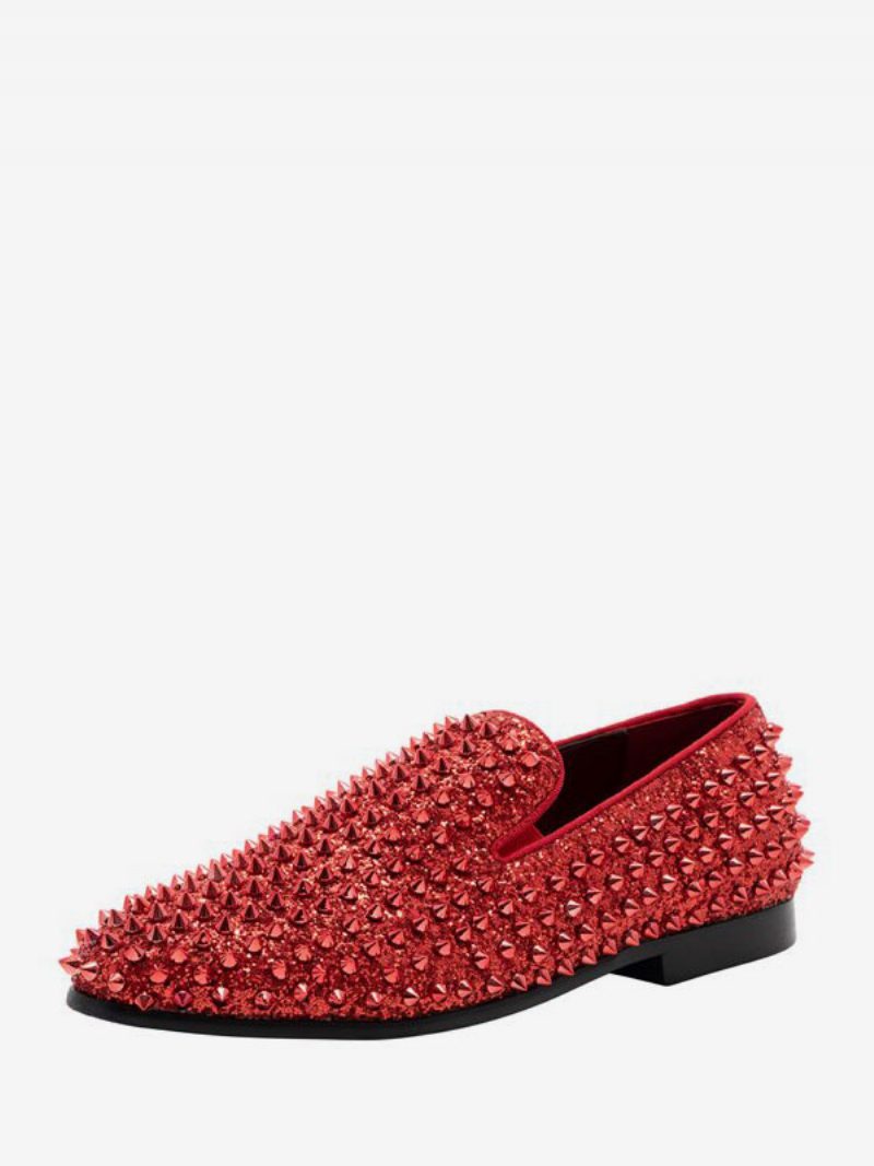 Loafer-schuhe Für Herren Mit Pailletten Glitzer Spikes Nieten Slip-on Abschlussball Party Hochzeit - Orangerot