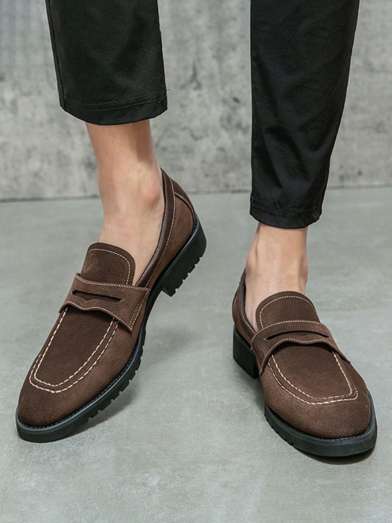 Loafer-schuhe Für Herren Pu-leder Monk-riemen Slip-on-schuhe Abschlussball Und Party - Kaffeebraun