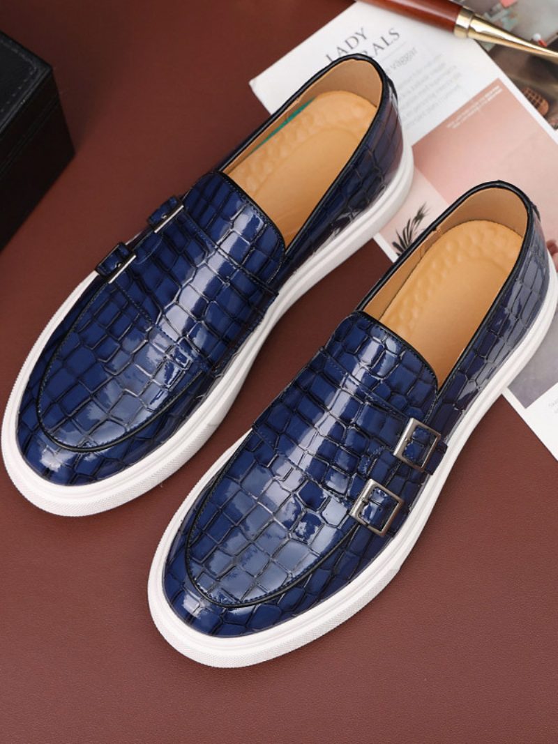 Loafer-schuhe Für Herren Pu-lederriemen Monk-schuhe - Blau