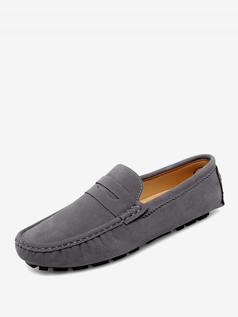 Loafer-schuhe Für Herren Runde Zehen-slip-on-fahrerschuhe - Grau