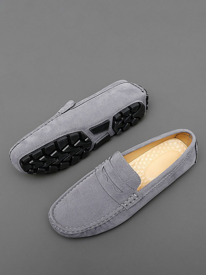 Loafer-schuhe Für Herren Runde Zehen-slip-on-fahrerschuhe - Grau