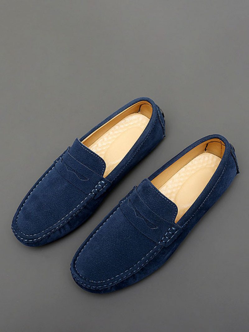 Loafer-schuhe Für Herren Runde Zehen-slip-on-fahrerschuhe - Blau