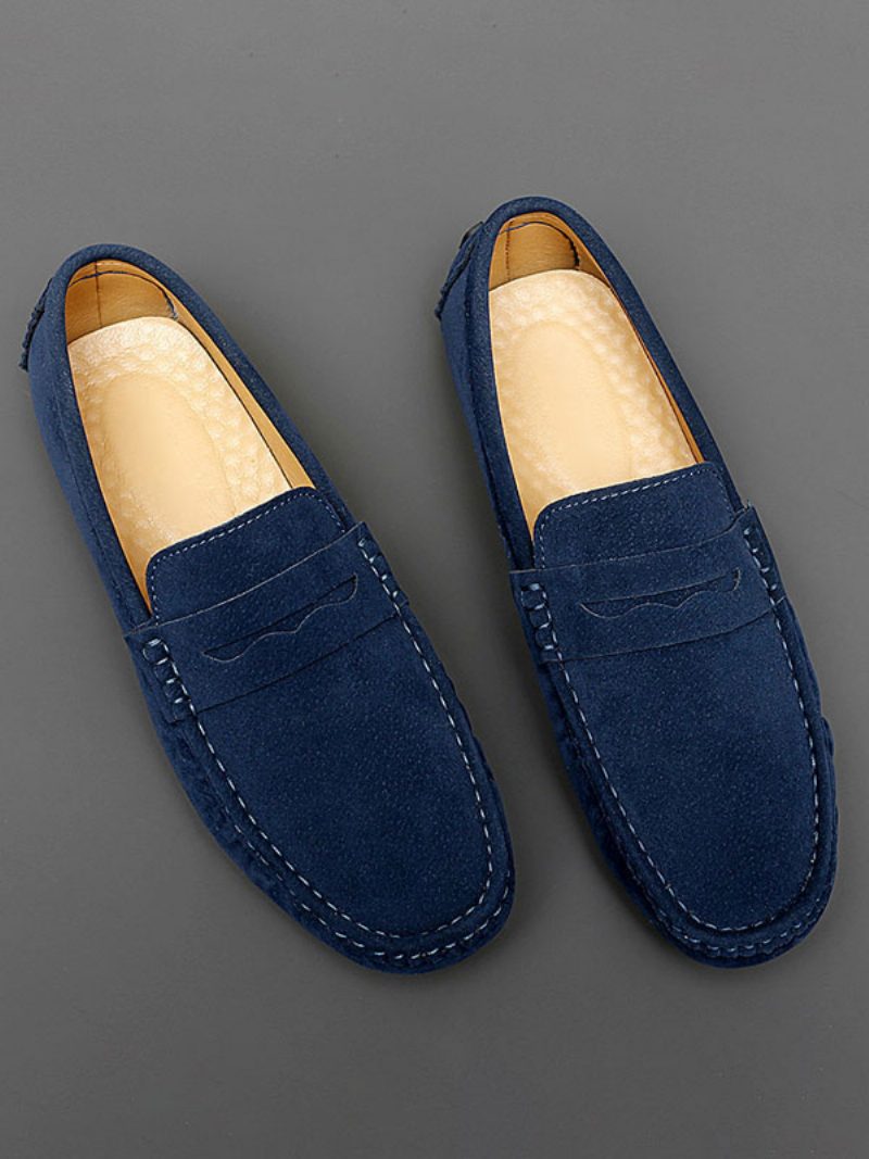 Loafer-schuhe Für Herren Runde Zehen-slip-on-fahrerschuhe - Blau