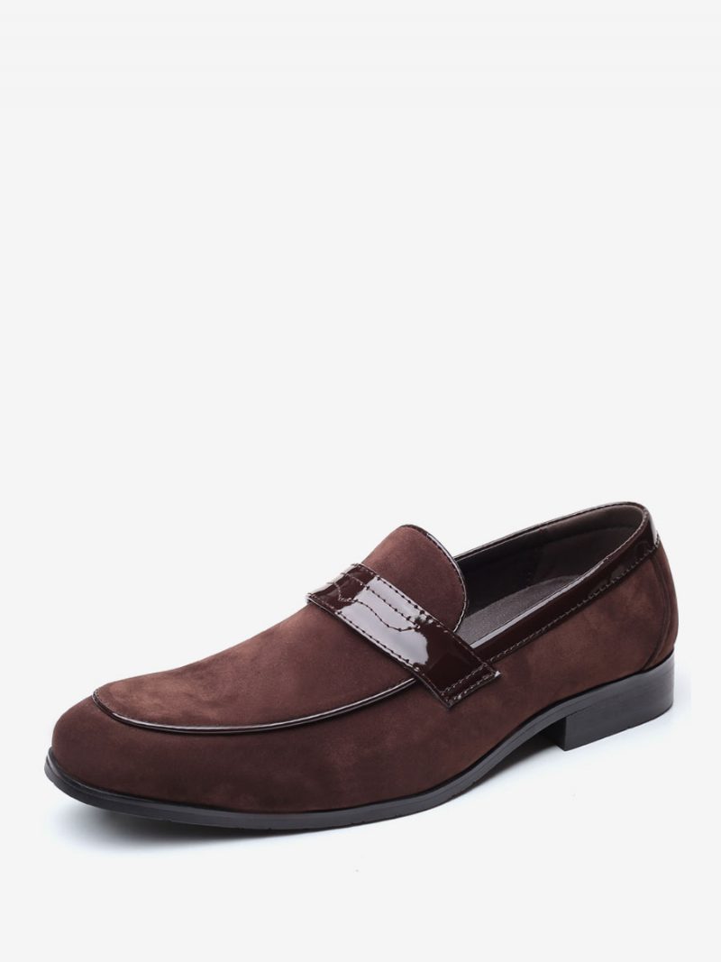 Loafer-schuhe Für Herren Slip-on Monk-riemen Runde Zehenpartie Pu-leder - Kaffeebraun