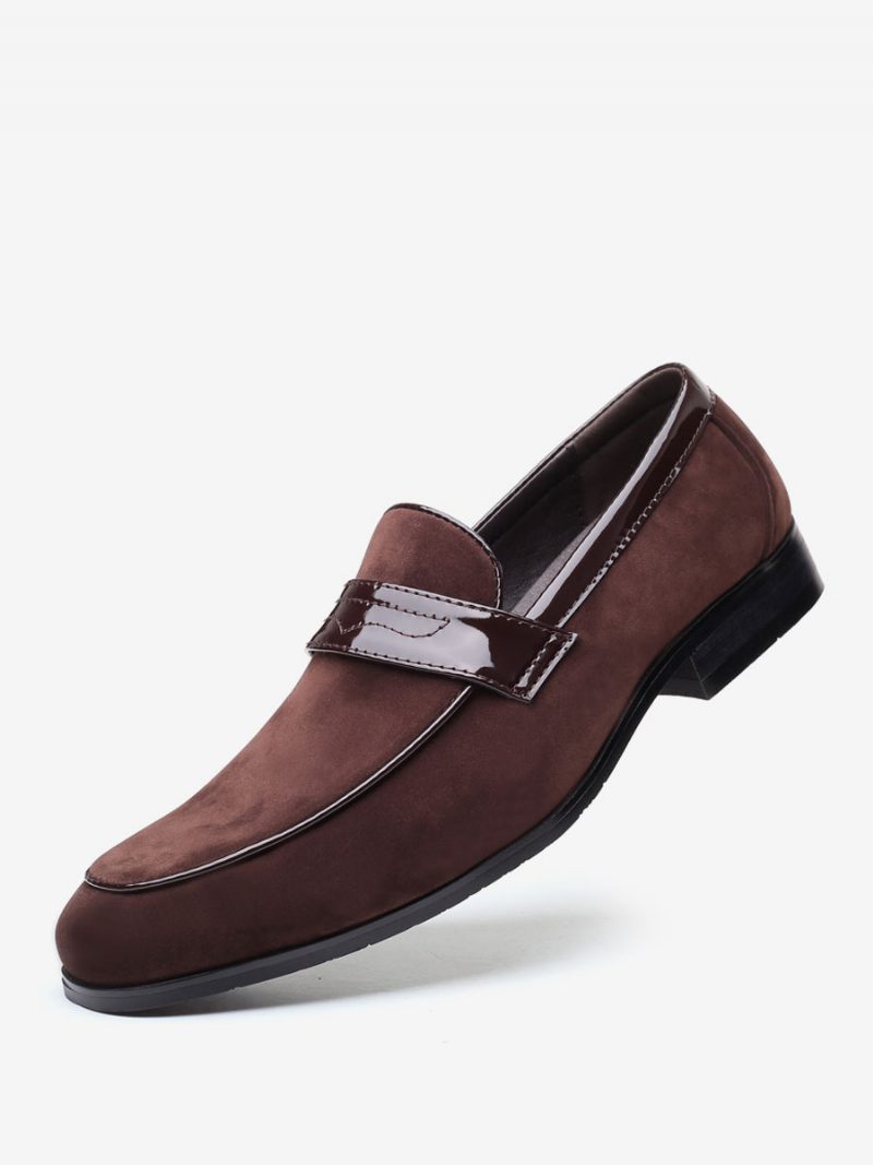 Loafer-schuhe Für Herren Slip-on Monk-riemen Runde Zehenpartie Pu-leder - Kaffeebraun