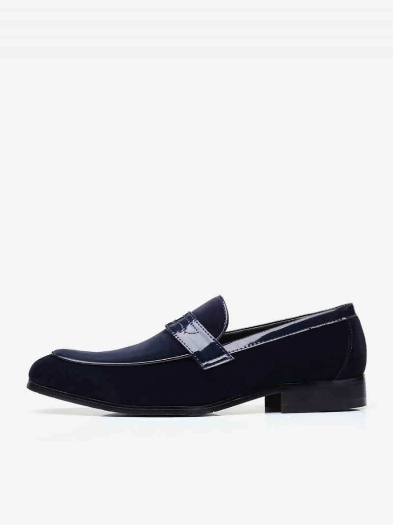 Loafer-schuhe Für Herren Slip-on Monk-riemen Runde Zehenpartie Pu-leder - Blau