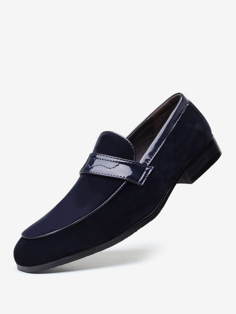 Loafer-schuhe Für Herren Slip-on Monk-riemen Runde Zehenpartie Pu-leder - Blau