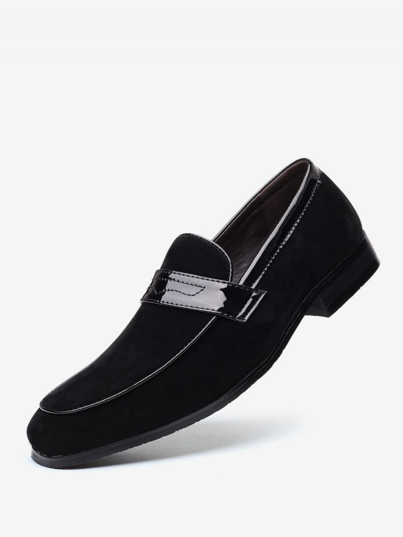 Loafer-schuhe Für Herren Slip-on Monk-riemen Runde Zehenpartie Pu-leder - Schwarz