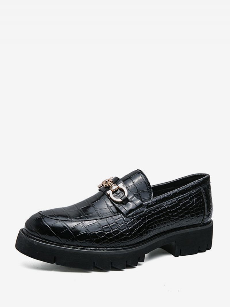 Loafer-schuhe Für Herren Zum Hineinschlüpfen Metalldetails Schlangenmuster Runde Zehenpartie Pu-leder