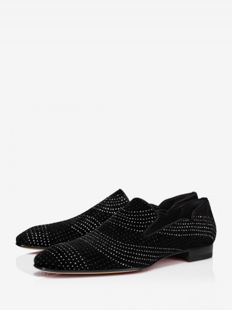 Schwarze Herren-loafer Aus Wildleder Glitzerndes Leder Strasssteine Zum Hineinschlüpfen Für Bräutigam Abschlussball Party Hochzeit