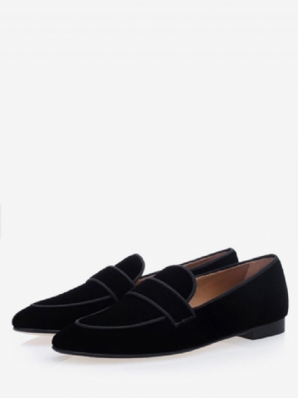 Schwarze Herren-loafer Aus Wildleder Mit Runder Zehenpartie Zum Hineinschlüpfen Für Abschlussball Party Hochzeit