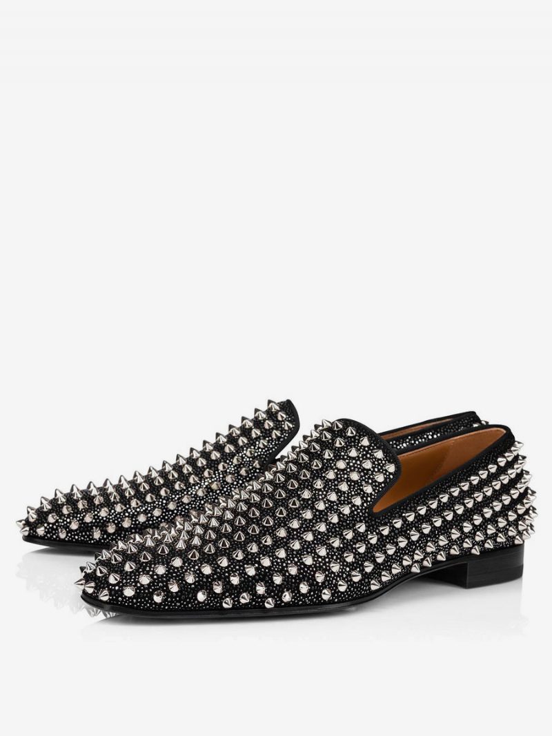 Schwarze Herren-slipper Für Abschlussball Party Hochzeit Nieten Slip-on-loafer