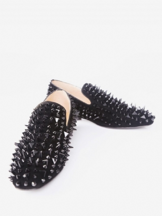 Schwarze Spike-slipper Für Herren Abschlussball Party Hochzeit Schuhe Mit Riverts