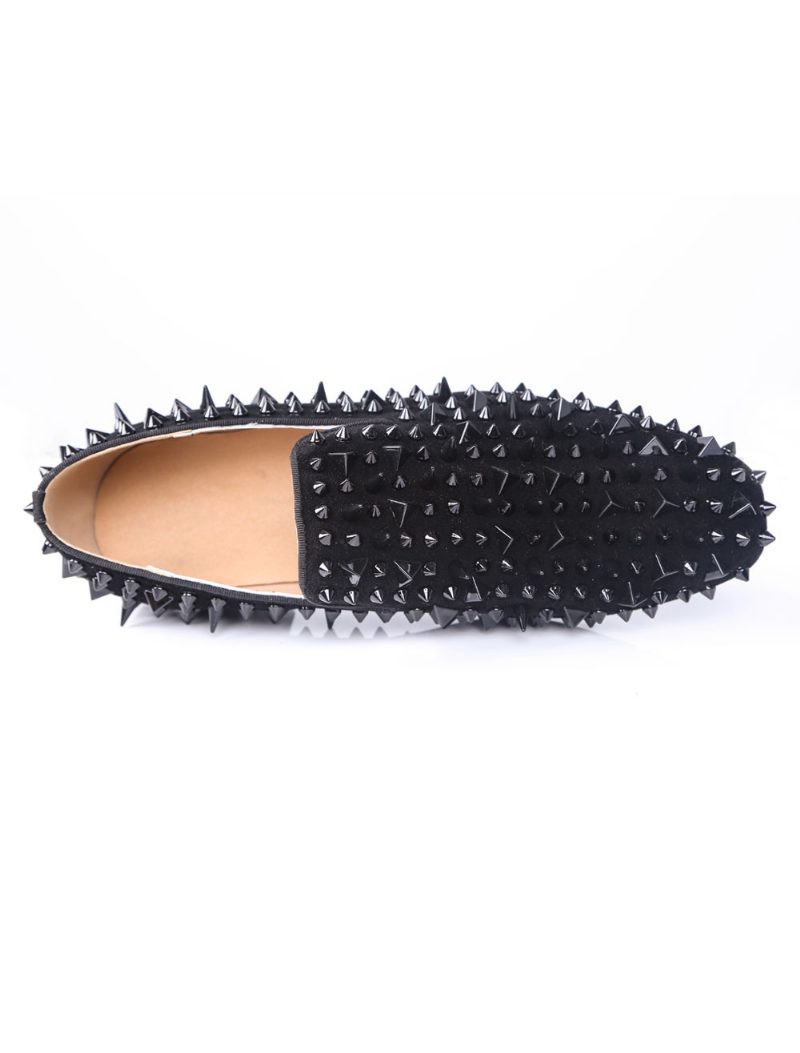 Schwarze Spike-slipper Für Herren Abschlussball Party Hochzeit Schuhe Mit Riverts - Schwarz