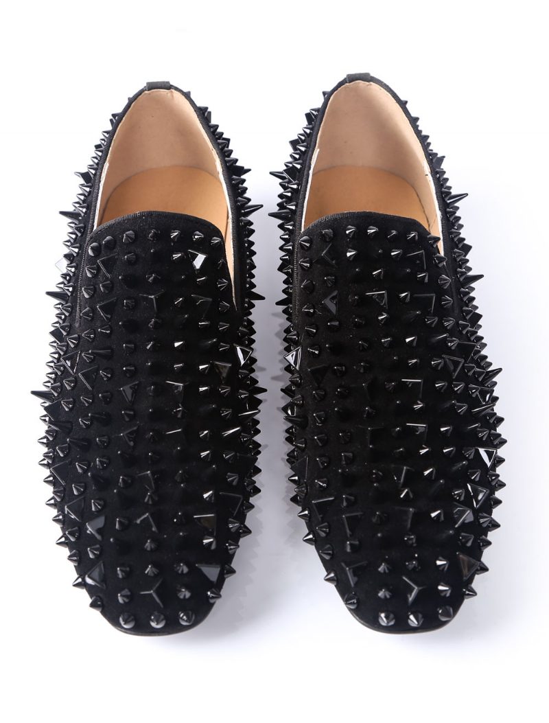 Schwarze Spike-slipper Für Herren Abschlussball Party Hochzeit Schuhe Mit Riverts - Schwarz