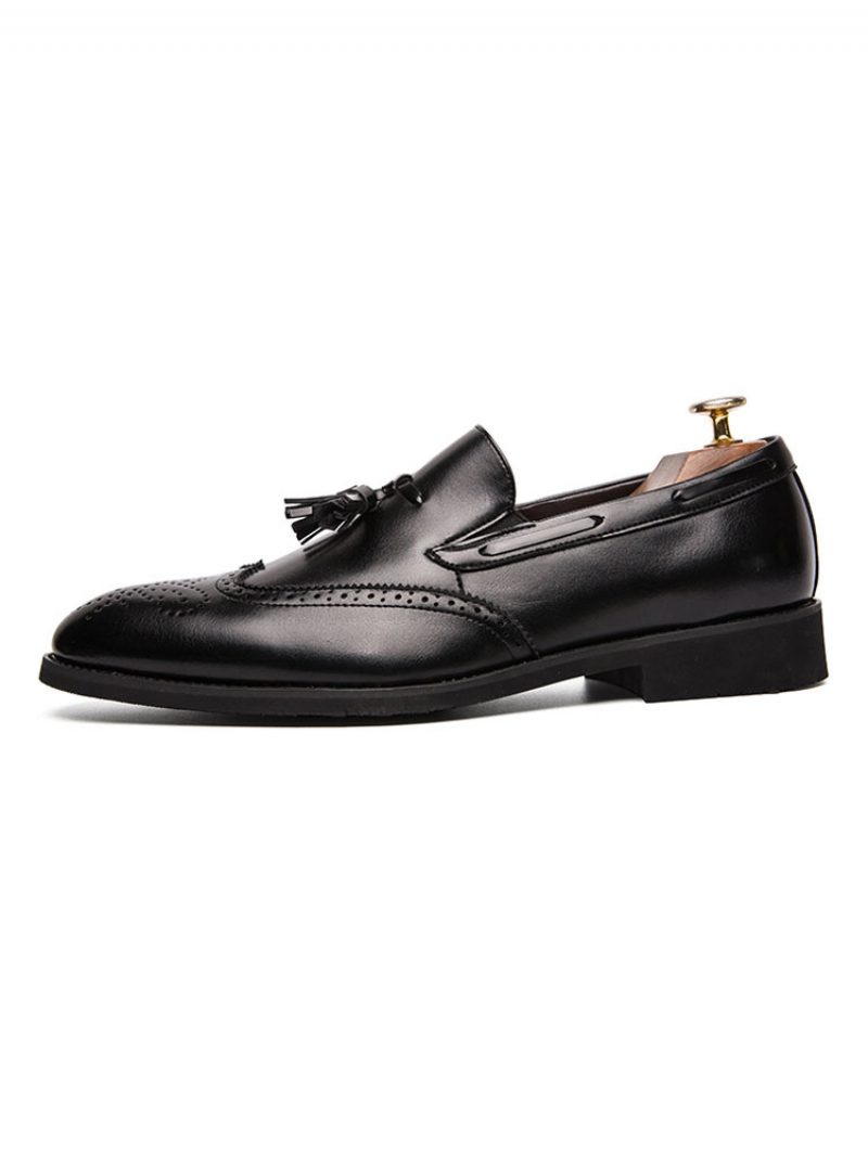 Schwarze Wingtip-loafer-slipper Für Herren Abschlussball Party Hochzeit Mit Quaste - Schwarz