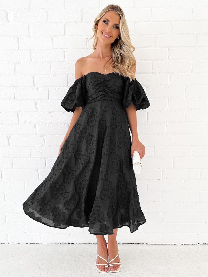 Damen-partykleid Schulterfrei Rückenfrei Sommer-maxikleider - Schwarz