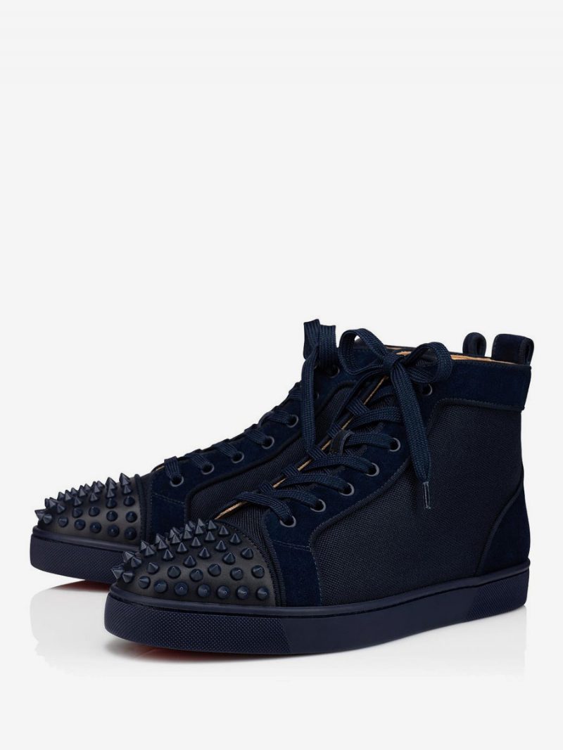 2024 Marineblaue High-top-schnürsneaker Für Herren Mit Spikes